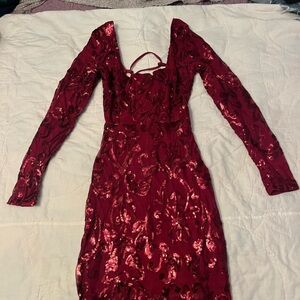 Elegant Red Sequin Dress